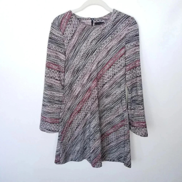 Zara | W&B Collection Knitted Textured Tweed Bell Sleeve Mini Dress Size Medium - Picture 9 of 11